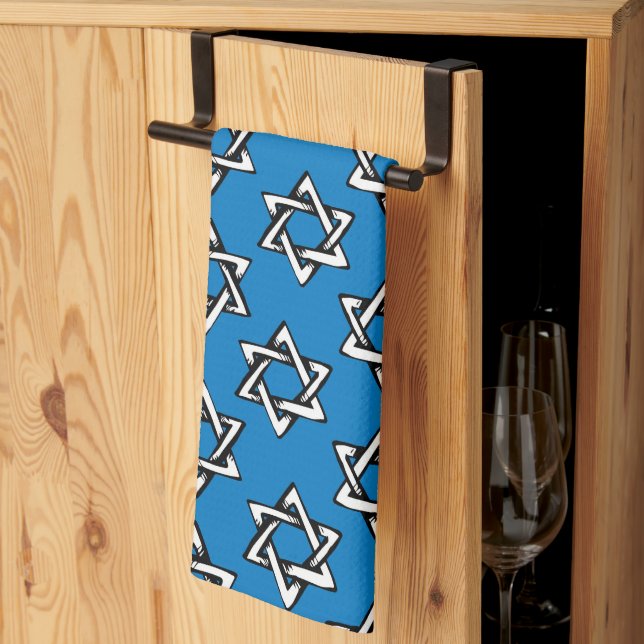 Judaica - Kitchen Towels - Holidays - Mogen David  (Thirds Fold)