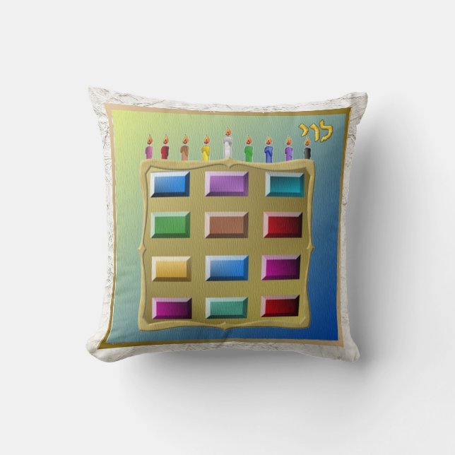 Judaica Levi 12 Tribus d'Israël Coussin d'art (Recto)
