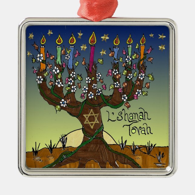 Judaica L'shanah Tovah Tree Of Life Ornament (Front)