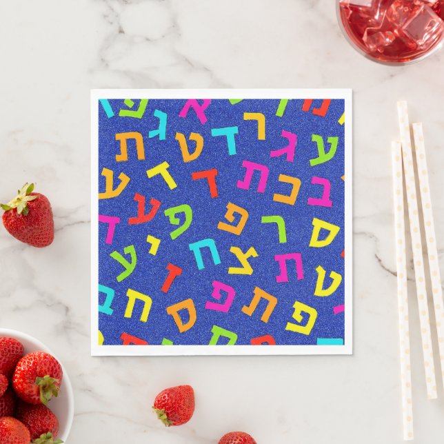Judaica Napkins - Tableware - Hebrew Letters  (Insitu)