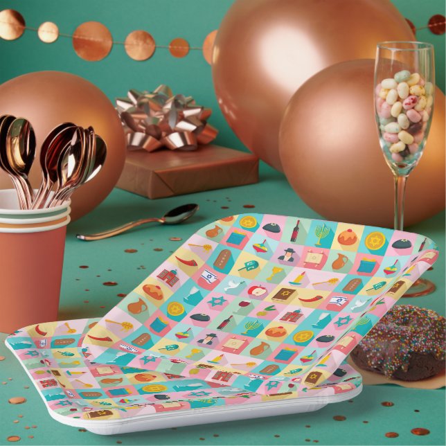 Judaica Party Designer Paper Plates  All Occassion (Multi)