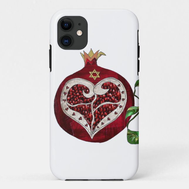 Judaica Pomegranate Heart Hanukkah Rosh Hashanah Case-Mate iPhone Case (Back)