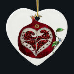 Judaica Pomegranate Heart Hanukkah Rosh Hashanah Ceramic Ornament<br><div class="desc">You are viewing The Lee Hiller Designs Collection of Home and Office Decor,  Apparel,  Gifts and Collectibles. The Designs include Lee Hiller Photography and Mixed Media Digital Art Collection. You can view her Nature photography at http://HikeOurPlanet.com/ and follow her hiking blog within Hot Springs National Park.</div>