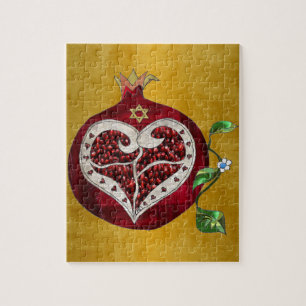Judaica Pomegranate Heart Hanukkah Rosh Hashanah Jigsaw Puzzle