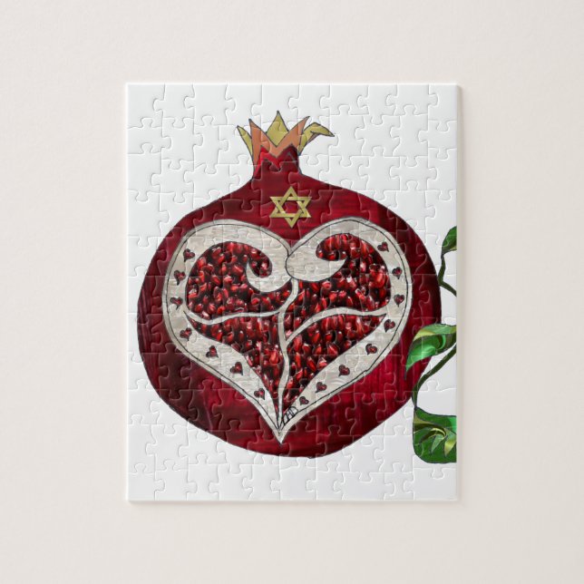 Judaica Pomegranate Heart Hanukkah Rosh Hashanah Jigsaw Puzzle (Vertical)