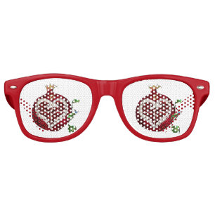 Judaica Pomegranate Heart Hanukkah Rosh Hashanah Retro Sunglasses