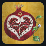 Judaica Pomegranate Heart Hanukkah Rosh Hashanah Square Sticker<br><div class="desc">Party and gift supplies for Hanukkah and Rosh Hashanah You are viewing The Lee Hiller Photography Art and Designs Collection of Home and Office Decor, Apparel, Gifts and Collectibles. The Designs include Lee Hiller Photography and Mixed Media Digital Art Collection. You can view her Nature photography at http://HikeOurPlanet.com/ and follow...</div>