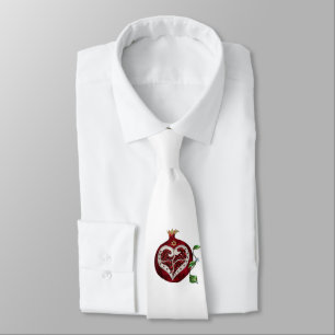 Judaica Pomegranate Heart Hanukkah Rosh Hashanah Tie