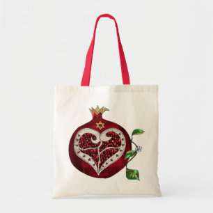 Judaica Pomegranate Heart Hanukkah Rosh Hashanah Tote Bag