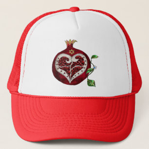 Judaica Pomegranate Heart Hanukkah Rosh Hashanah Trucker Hat