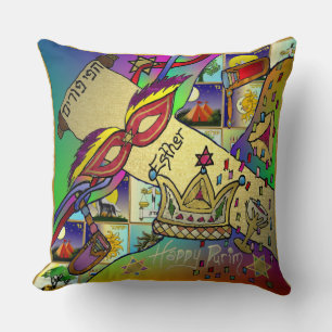 Judaica Purim Esther Celebration Light Art Print Throw Pillow