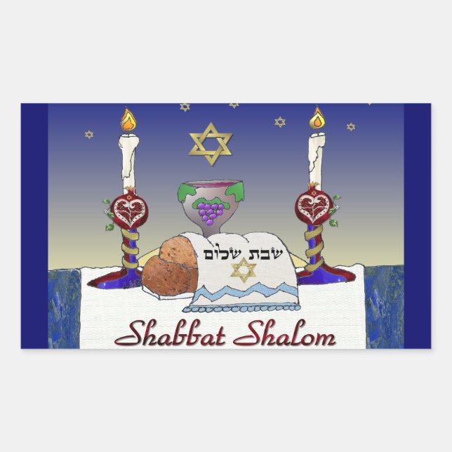 Judaica Shabbat Shalom Art Print Sticker (Front)