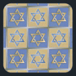 Judaica Star Of David Metal Gold Blue Square Sticker<br><div class="desc">You are viewing The Lee Hiller Design Collection. Apparel,  Gifts & Collectibles  Lee Hiller Photography or Digital Art Collection. You can view her Nature photography at http://HikeOurPlanet.com/ and follow her hiking blog within Hot Springs National Park.</div>