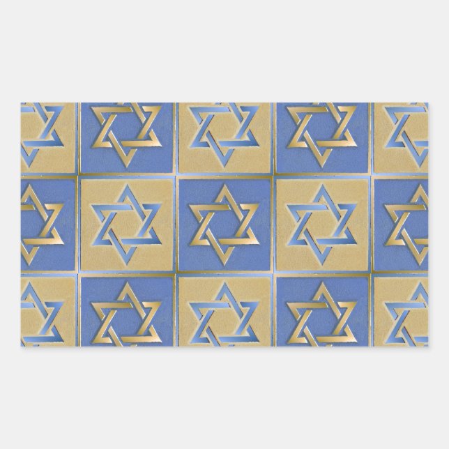 Judaica Star Of David Metal Gold Blue Sticker (Front)