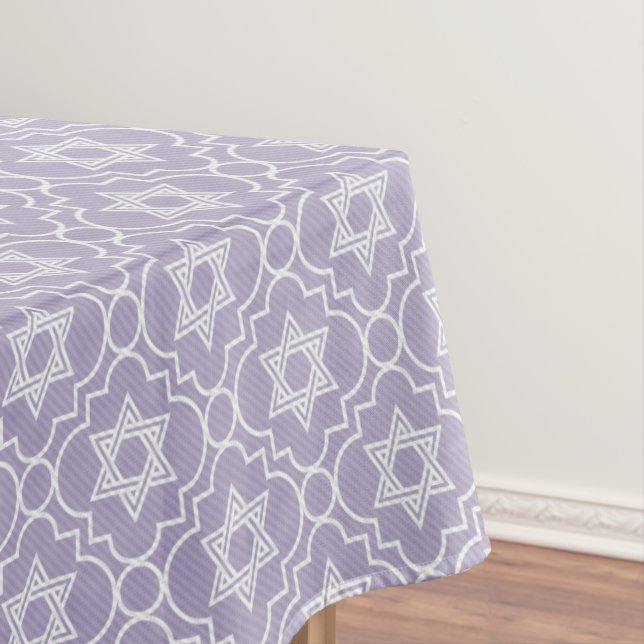Judaica - Tablecloth - Jewish Stars - Lavender  (In Situ)