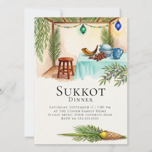Judaism Sukkot Sukkah Judaism Etrog Lulav Invitation