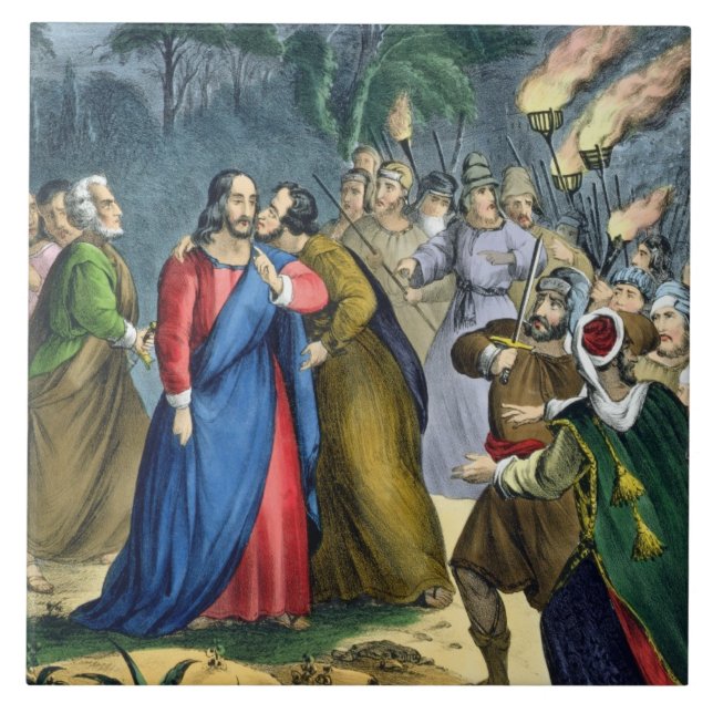 Judas Betrays his Master, from a bible printed by Tile (Front)