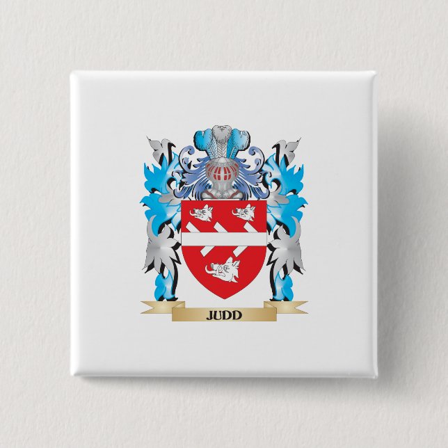 Judd Coat of Arms - Family Crest 2 Inch Square Button (Front)