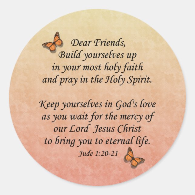 Jude 1:20-21 ~ Holy Faith Classic Round Sticker (Front)