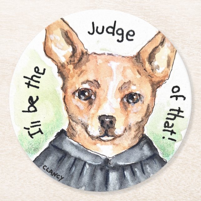 Judge Dog paper coaster (Front)