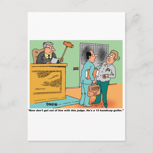 Judge Holds Long Handled Gavel Postcard (Front)