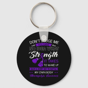 Judge Me No - Purple Ribbon Fibromyalgia Awareness Keychain