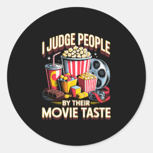 Judge people film movie food night snack popcorn classic round sticker