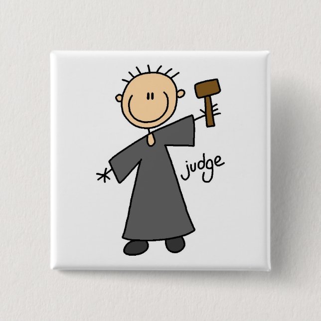 Judge Stick Figure 2 Inch Square Button (Front)