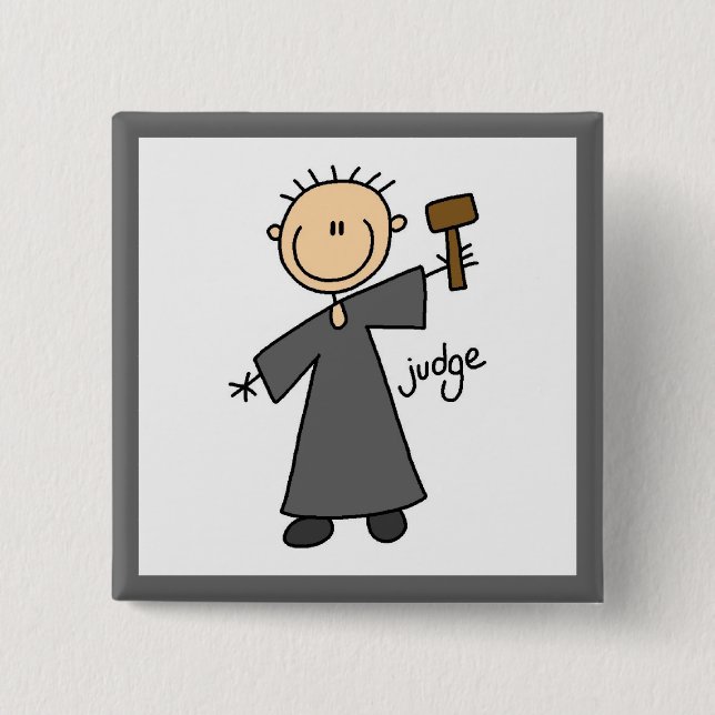 Judge Stick Figure 2 Inch Square Button (Front)