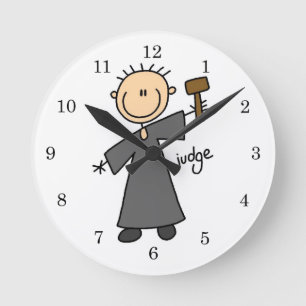 Judge Stick Figure Round Clock