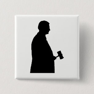 Judge With Gavel Silhouette 2 Inch Square Button