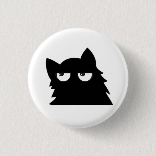 Judging Black Cat Funny Minimal Cat Design 1 Inch Round Button (Front)