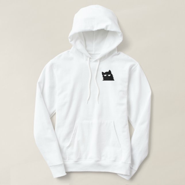 Judging Black Cat Funny Minimal Cat Design Hoodie (Design Front)