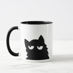 Judging Black Cat Funny Minimal Cat Design Mug