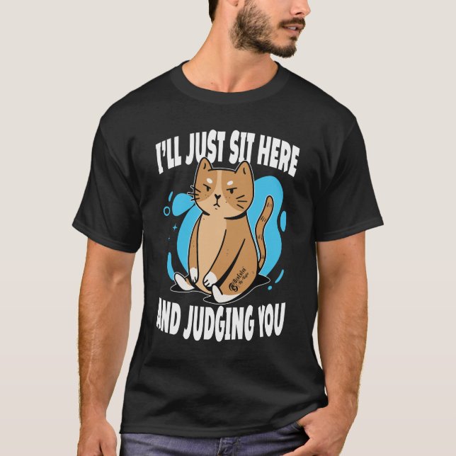 Judging Cat Men Black T-Shirt (Front)