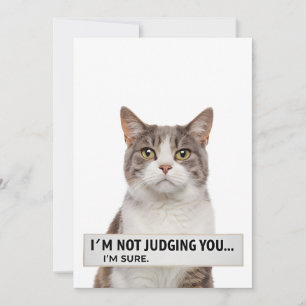 Judging Cat Sarcastic Quote Minimal Art Holiday Card