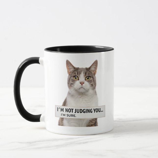 Judging Cat Sarcastic Quote Minimal Art Mug (Left)