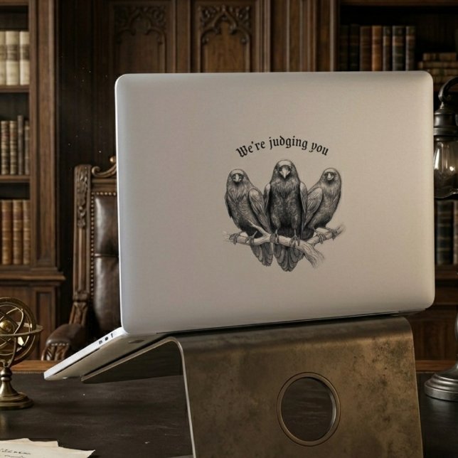 Judging Crows Funny Sarcastic Raven Gothic (Funny sarcastic gothic raven sticker)