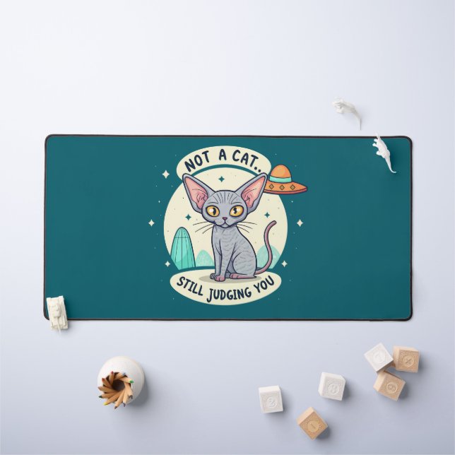 Judging Sphynx Cat UFO Sarcastic Cartoon Art (Tableau pour enfants)