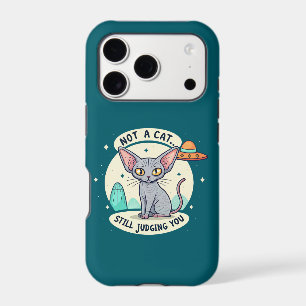 Judging Sphynx Cat UFO Sarcastic Cartoon Art