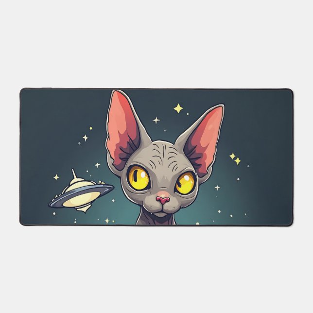 Judging Sphynx Cat UFO Space Cartoon Art (Recto)