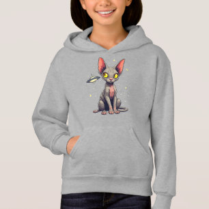 Judging Sphynx Cat UFO Space Cartoon Art