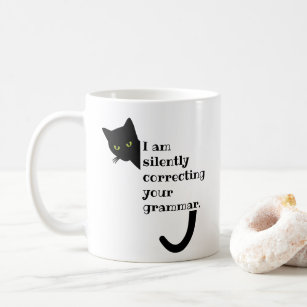 Judgmental Cat Silently Correcting Your Grammar Coffee Mug