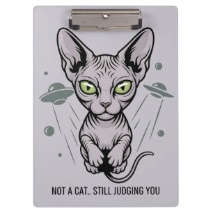 Judgmental Sphynx Cat in Space Art Clipboard