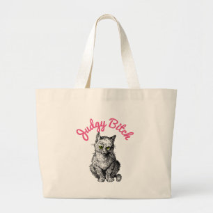 Judgy Kitten Large Tote Bag