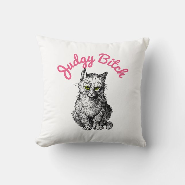 Judgy Throw Pillow (Front)