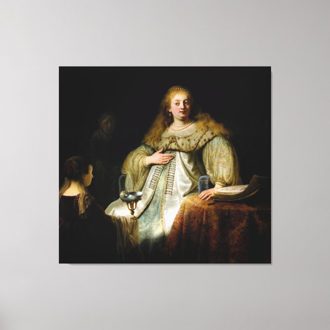 Judith at the banquet of Holofernes by Rembrandt Canvas Print (Front)
