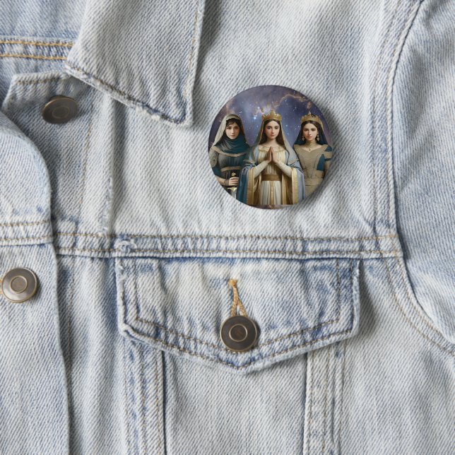 Judith, Esther & Blessed Virgin Mary Button Pin (In Situ)