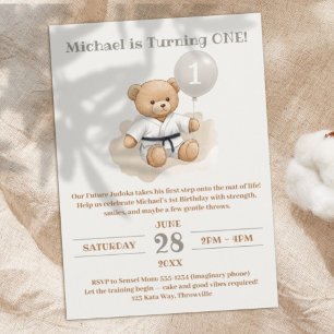 Judo Bear Turns One" – 1st Birthday Invitation