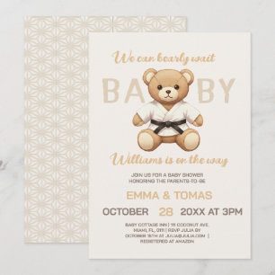 Judo Black Belt Bear Baby Shower Collection  Invitation